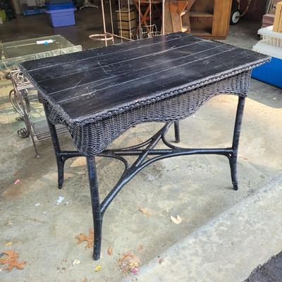 Black Wicker and Wood Table (G-EL)
