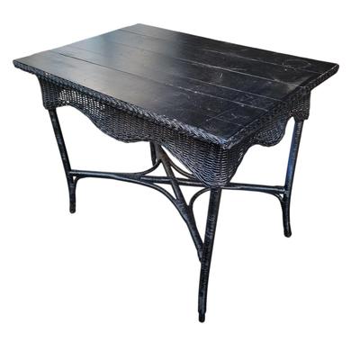 Black Wicker and Wood Table (G-EL)
