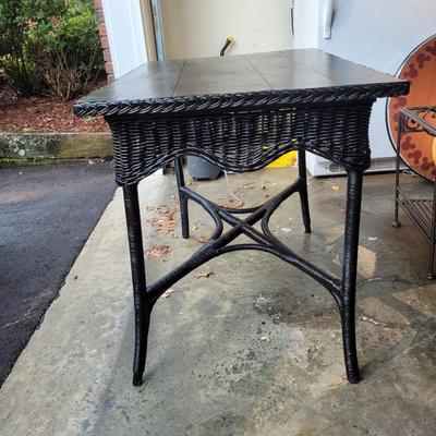 Black Wicker and Wood Table (G-EL)