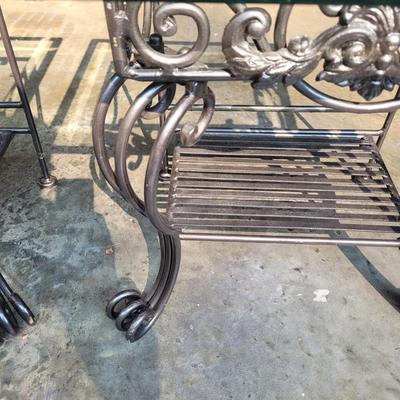 Pair of Wrought Iron Glass Top Tables (G-EL)