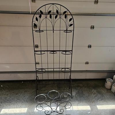 Rustic Wrought Iron Plant Stand & Small Three Pot Stand (G-EL)