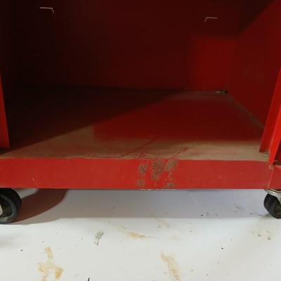 Rolling Red Metal Utility Cabinet