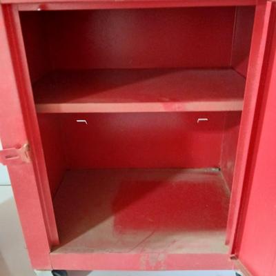 Rolling Red Metal Utility Cabinet