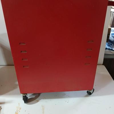 Rolling Red Metal Utility Cabinet