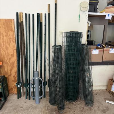 Green Fence Posts and Wired Fencing and More (G-BM)