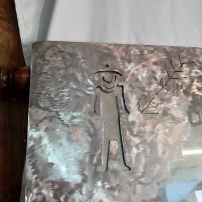 Very heavy Southwestern Metal Mirror with Native-Inspired Cutouts