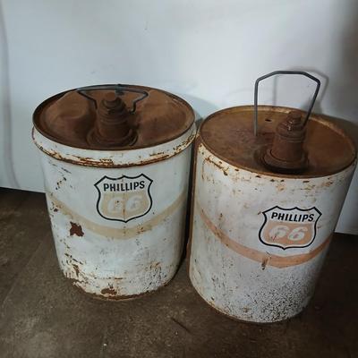 Pair of Vintage Phillips 66 Oil Cans