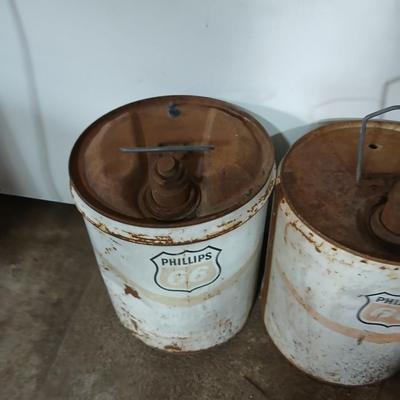 Pair of Vintage Phillips 66 Oil Cans