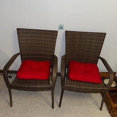 D16-Patio chairs (2) w/ red cushions