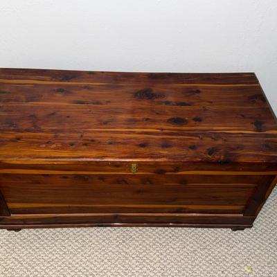 D18-Wood chest w/ metal wall art