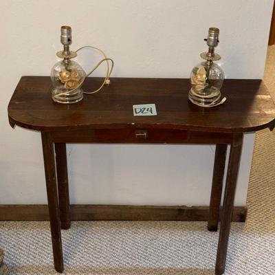 Sale Photo Thumbnail #65: D24-Antique table w/lamps