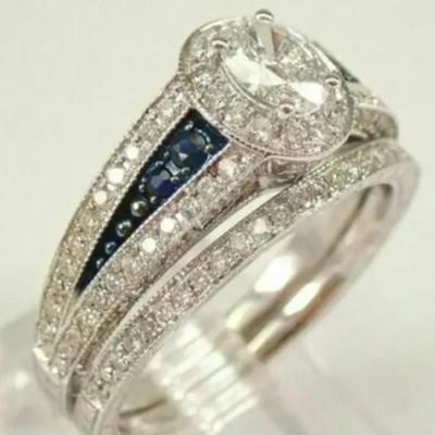 1910s Vintage 2.00ct Oval Cut Diamond Bridal Set