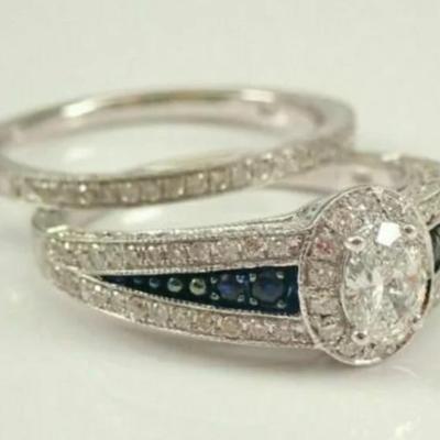 1910s Vintage 2.00ct Oval Cut Diamond Bridal Set