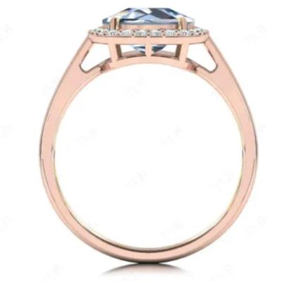 Aquamarine Cushion Cut Halo Ring