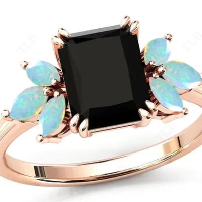 Art Deco Black Onyx & Opal Ring