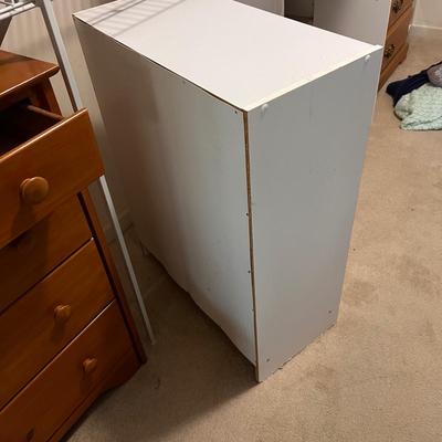 White Storage Cabinet with Butcher Block Top & Two Cabinets (BF2-JS)