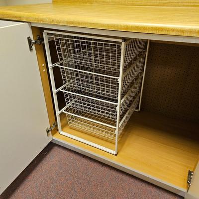 White Storage Cabinet with Butcher Block Top & Two Cabinets (BF2-JS)