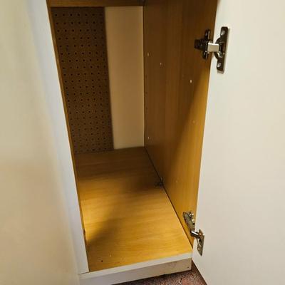 White Storage Cabinet with Butcher Block Top & Two Cabinets (BF2-JS)