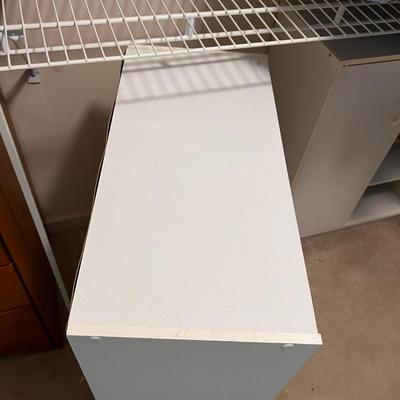 White Storage Cabinet with Butcher Block Top & Two Cabinets (BF2-JS)