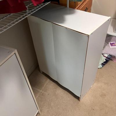 White Storage Cabinet with Butcher Block Top & Two Cabinets (BF2-JS)