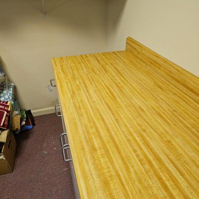 White Storage Cabinet with Butcher Block Top & Two Cabinets (BF2-JS)