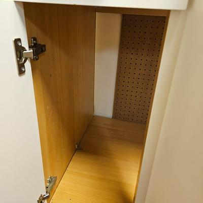 White Storage Cabinet with Butcher Block Top & Two Cabinets (BF2-JS)