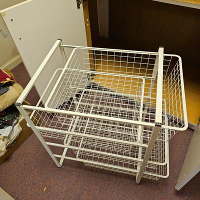 White Storage Cabinet with Butcher Block Top & Two Cabinets (BF2-JS)