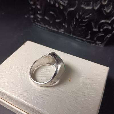 MEN'S STERLING AND TURQUOISE RING 7.11g SIZE 8 3/4