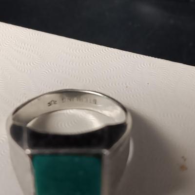 MEN'S STERLING AND TURQUOISE RING 7.11g SIZE 8 3/4