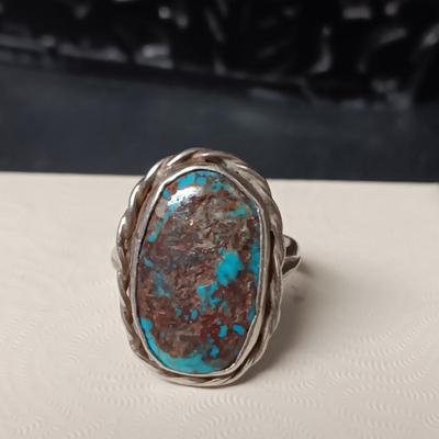 STERLING AND TURQUOISE RING SIZE 7