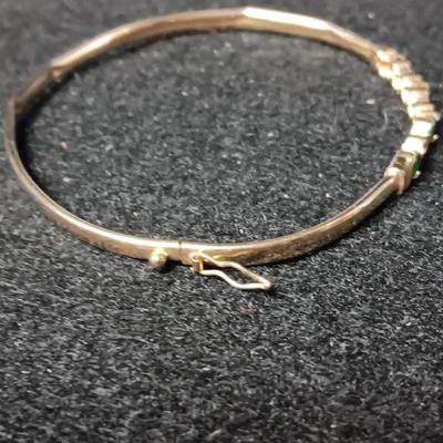10K GOLD BRACELET WITH EMERALDS AND DIAMONDS 4.43g