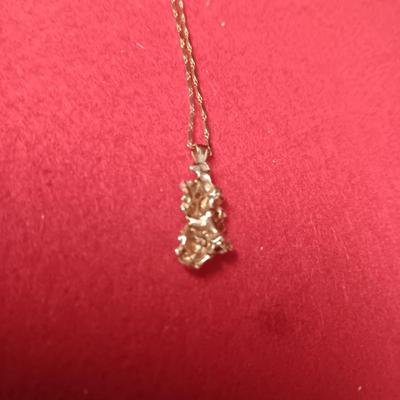 14K GOLD CHAIN AND CHUNK OF GOLD PENDANT 4.50g