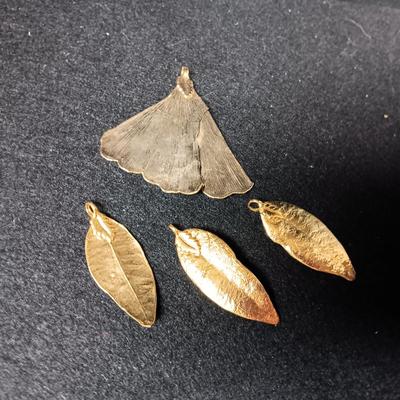 24K GOLD TRIPLE DIPPED MAILE & GINKGO LEAF PENDANTS