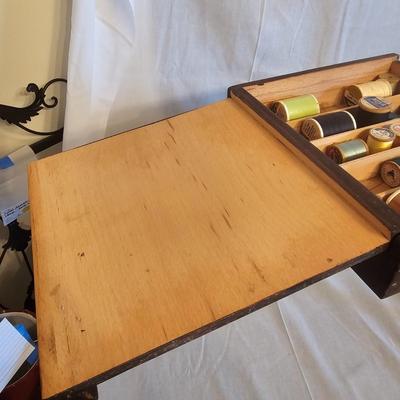 Vintage Oak Sewing Caddy plus Contents (BF2-JS)