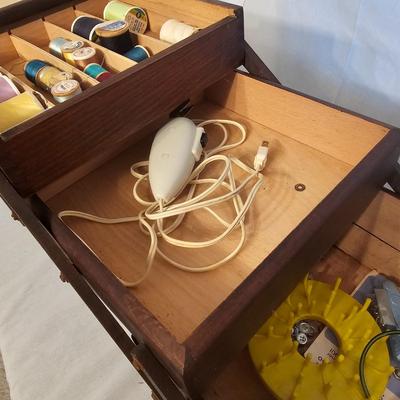 Vintage Oak Sewing Caddy plus Contents (BF2-JS)