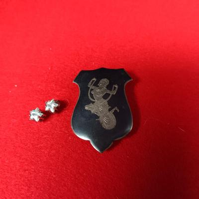 STERLING SILVER SIAM SCARF CLIP AND .925 EARRINGS 15.42g