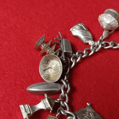 STERLING SILVER CHARM BRACELET 41.37g