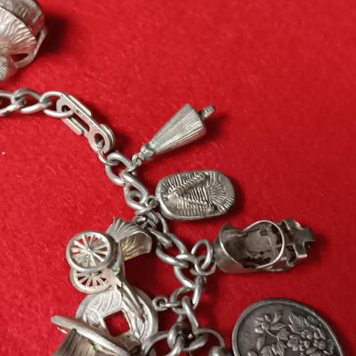 STERLING SILVER CHARM BRACELET 41.37g