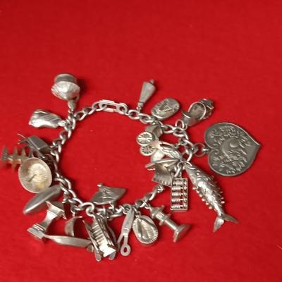 STERLING SILVER CHARM BRACELET 41.37g