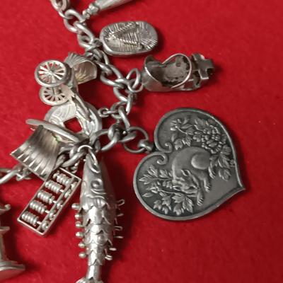 STERLING SILVER CHARM BRACELET 41.37g