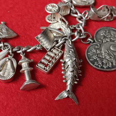 STERLING SILVER CHARM BRACELET 41.37g