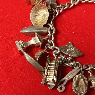 STERLING SILVER CHARM BRACELET 41.37g