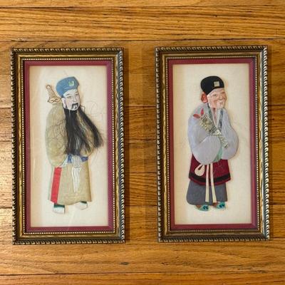 LOT 4L: Two Framed Chinese Silk Figures