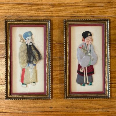 LOT 4L: Two Framed Chinese Silk Figures