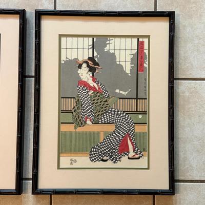LOT 9L: Two Framed Prints by Kikugawa Eizan