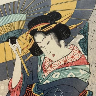 LOT 9L: Two Framed Prints by Kikugawa Eizan