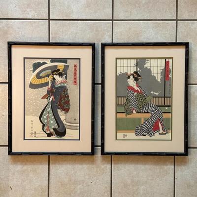 LOT 9L: Two Framed Prints by Kikugawa Eizan