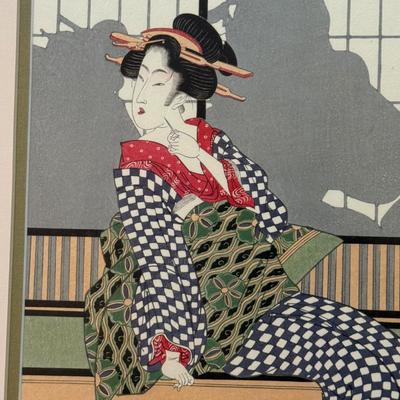 LOT 9L: Two Framed Prints by Kikugawa Eizan