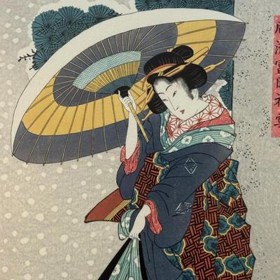 LOT 9L: Two Framed Prints by Kikugawa Eizan