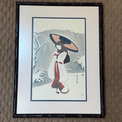 LOT 11: Framed Print by Suzuki Haronunobu & Hanging Scroll